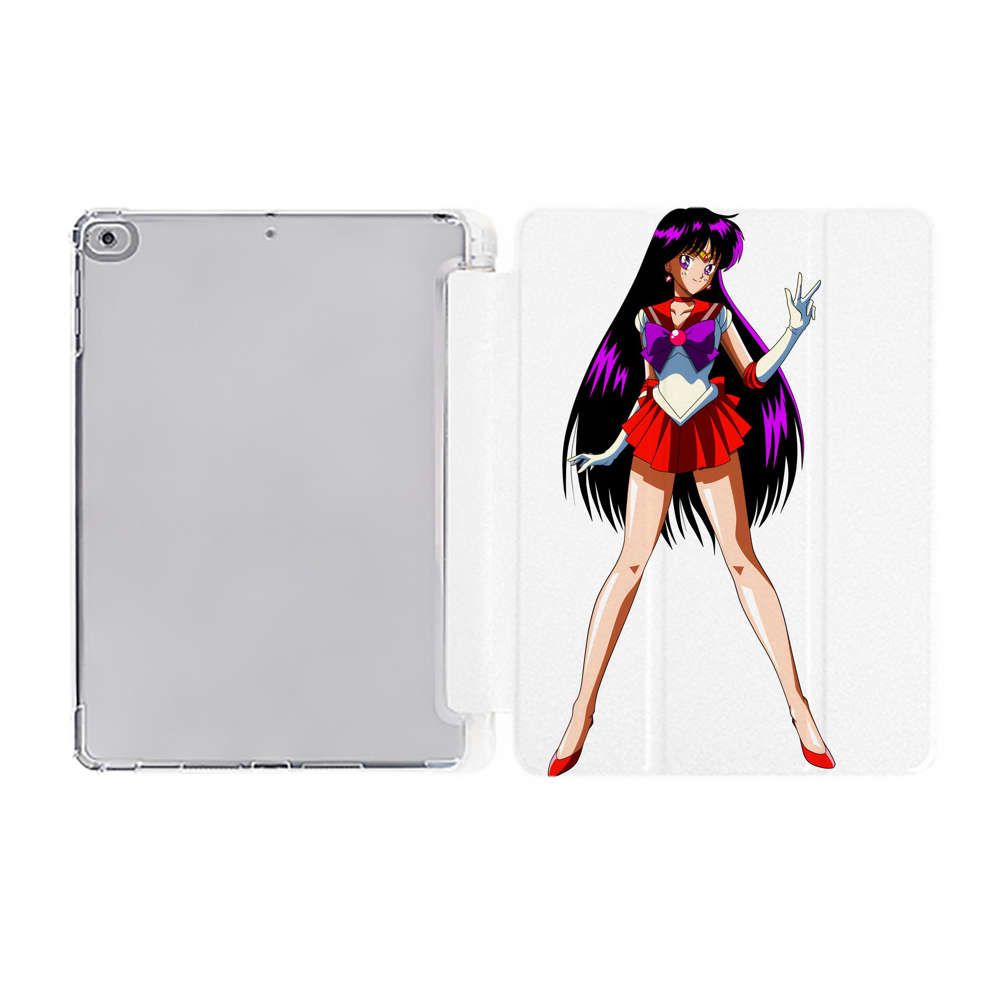 （画像用） 美少女戦士セーラームーン 火野レイ ひの レイ Sailor Moon Hino Rei （セーラーマーズ,Sailor Mars） IPad ケース ペン収納付き 三つ折りスタンド PUレザー×シリコン 対応機種9.5/10.5/10.9インチ